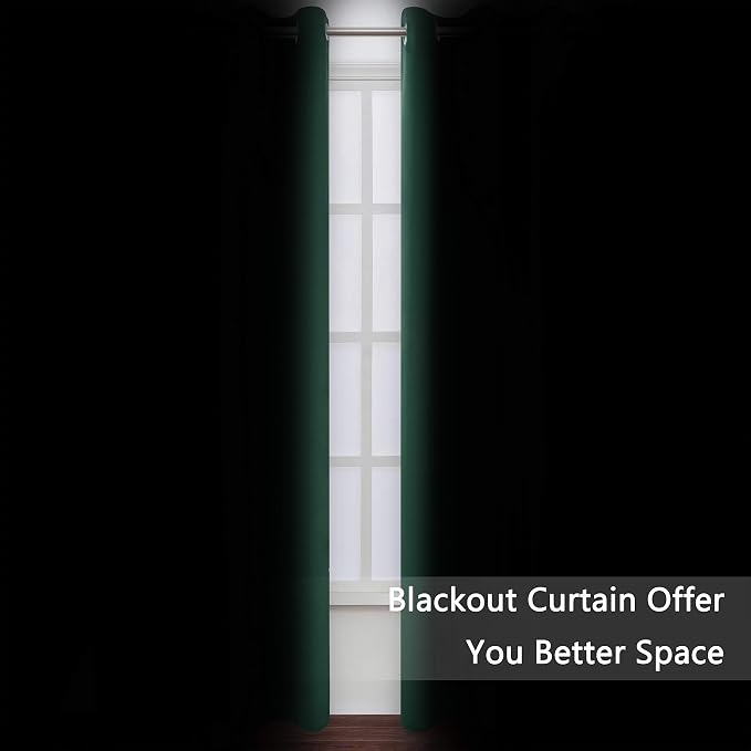 Dark Green Bedroom Blackout Curtains/52 x 63 Inch Long/Set of 2 Curtain - Image 3