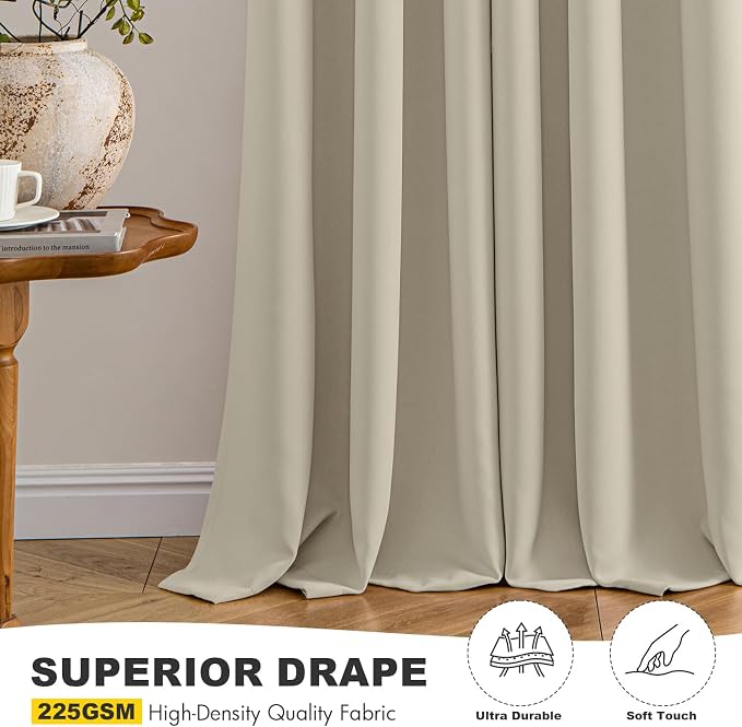 MIULEE Blackout Curtains for Bedroom 2 Panels 40 x 54 Inch Long Sand | Thermal - Image 5