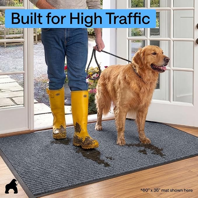 GORILLA GRIP Waterproof Traffic Guard Door Mat, Indoor Outdoor Durable Entryway - Image 7