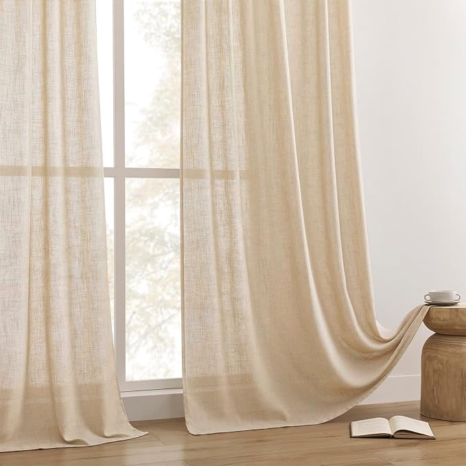 Joydeco Linen Curtains 72 Inch Length 2 Panel Sets, Light Filtering Curtains - Image 8