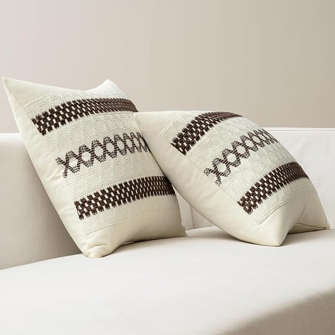 MIULEE Set of 2 Dark Brown Boho Decorative Pillow Covers 20x20 Inch | Fall - Image 6