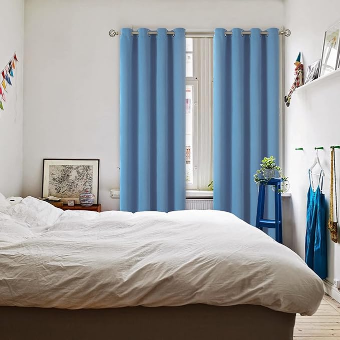 BGment Blackout Curtains for Bedroom - Grommet Thermal Insulated Room Darkening Curtains for Living Room, Set of 2 Panels (52 x 84 Inch, Faded Denim)