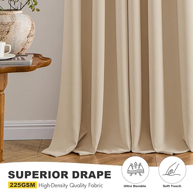 MIULEE Blackout Curtains for Bedroom 2 Panel 40x84 Inch Long Biscotti Beige | - Image 5