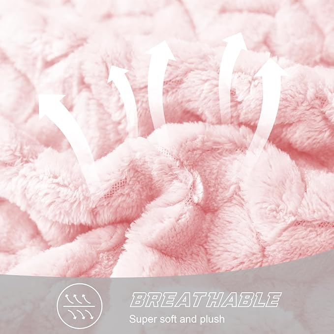 Exclusivo Mezcla Fleece Throw Blanket for Couch, 50x70 Inches Soft Cozy Jacquard Flannel Blankets, Lightweight Fuzzy Plush Warm Throws for Winter, Light Pink