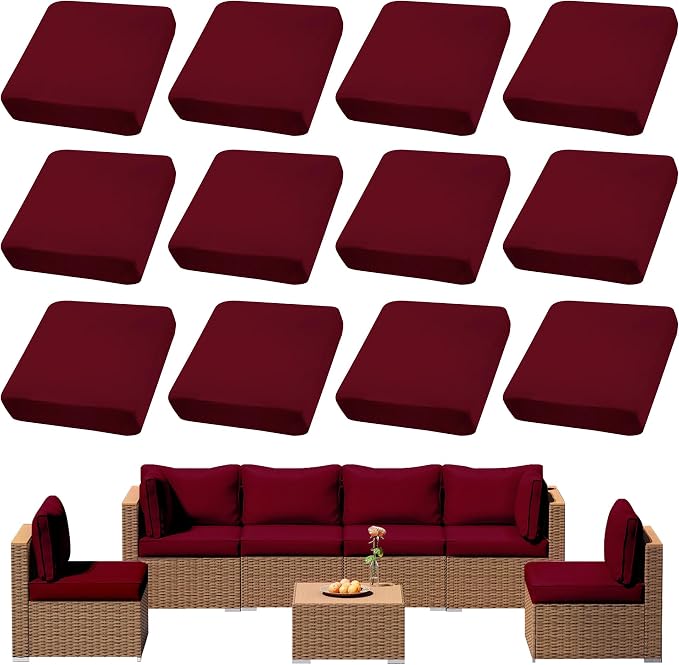 12Pcs Outdoor Cushion Covers, Elastic Patio Cushion Covers | Washable, by dreahoteztil