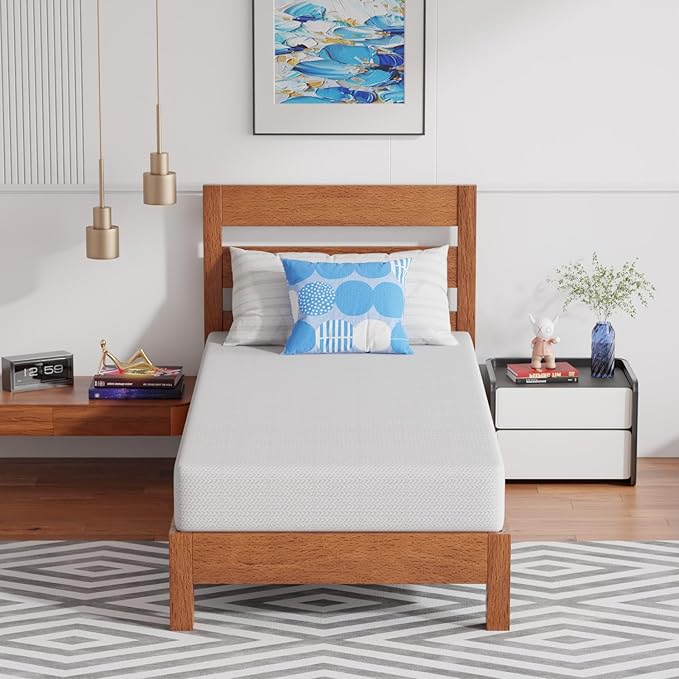 PayLessHere 8 Inch Twin XL Green Tea Memory Foam Mattress Cooling Gel Infused Mattress,Medium Firm Mattresses Fiberglass Free/CertiPUR-US Certified/Bed-in-a-Box/Pressure Relieving Twin XL Size,White