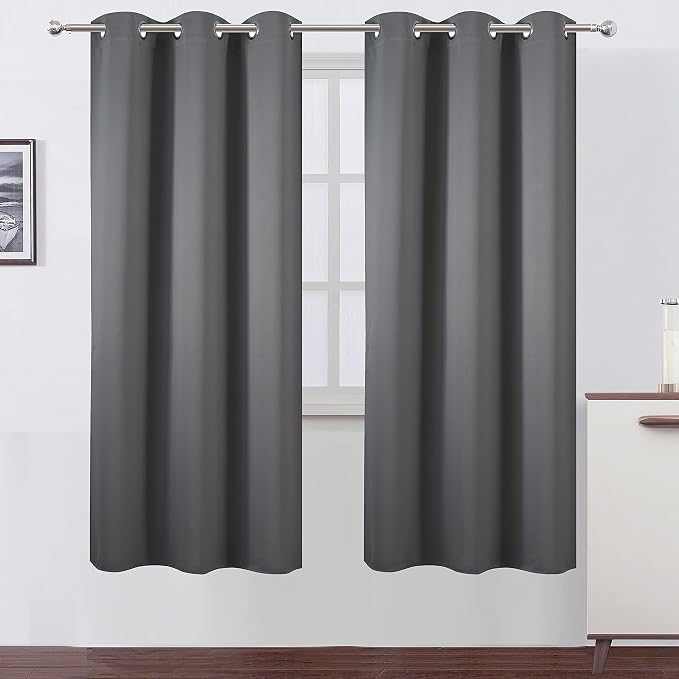 Grey Thermal Blackout Curtains/42 x 72 Inch/Set of 2 Panels Room Darkening by Lemomo