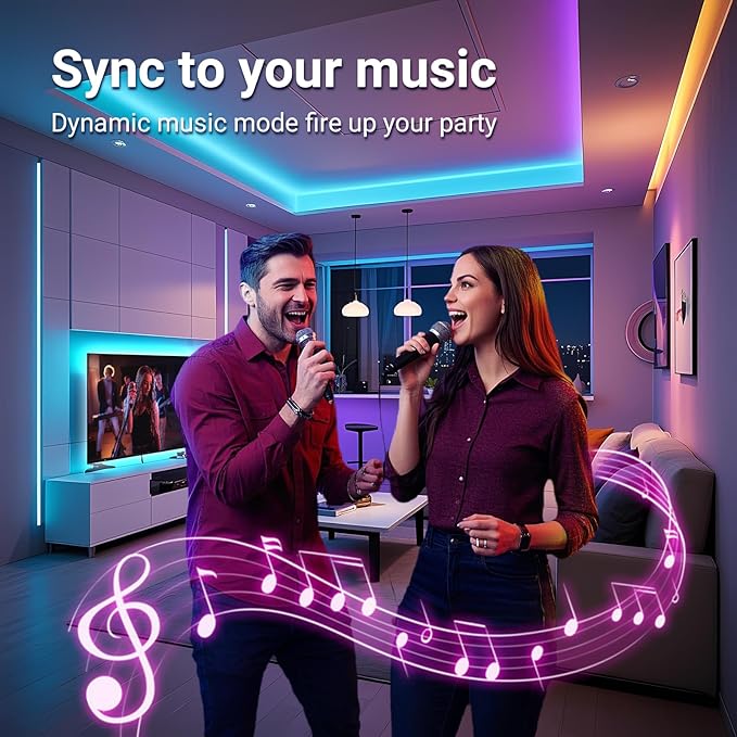 hyrion Smart LED Light Strips,200 ft WiFi LED Light,Sound Activated Color Changing with Alexa and Google,Sync Music with Tape Lighting for Bedroom for Living Room, Home Decor