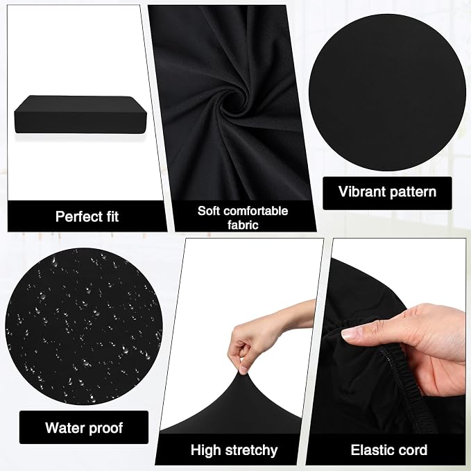 Newwiee 8 Pcs Stretch Patio Outdoor Cushion Covers Replacement, Elastic Fit and - Image 4