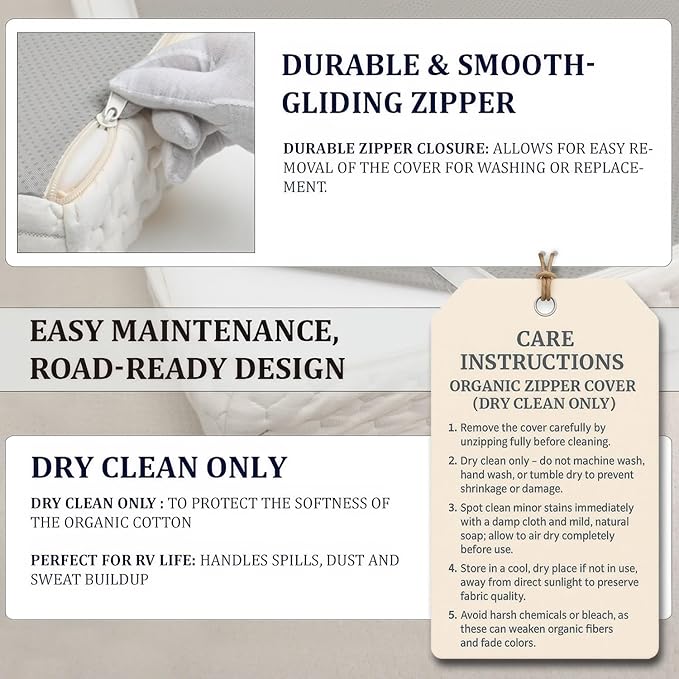 Foamma 6" x 42" x 80" Camper/RV Travel Gel Memory Foam Bunk Mattress, Organic Cotton Cover, Made in USA, Comfortable, Travel Trailer, CertiPUR-US Certified Foam