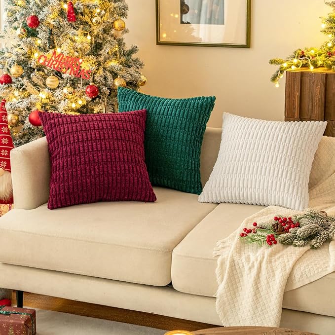 MIULEE Corduroy Decorative Throw Pillow Covers 16x16 Pure White Pack of 2 | - Image 11