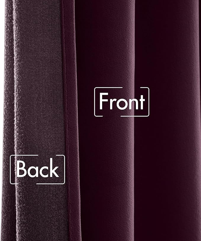 MIULEE Dark Purple Velvet Curtains 52x108 inches Luxury Blackout Curtains | - Image 6