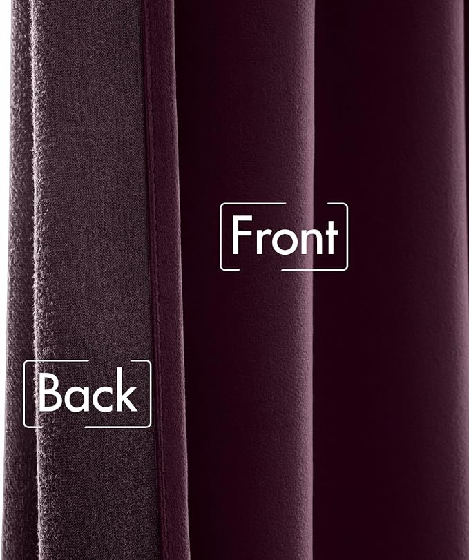 MIULEE Dark Purple Velvet Curtains 52x90 inches Luxury Blackout Curtains | - Image 6