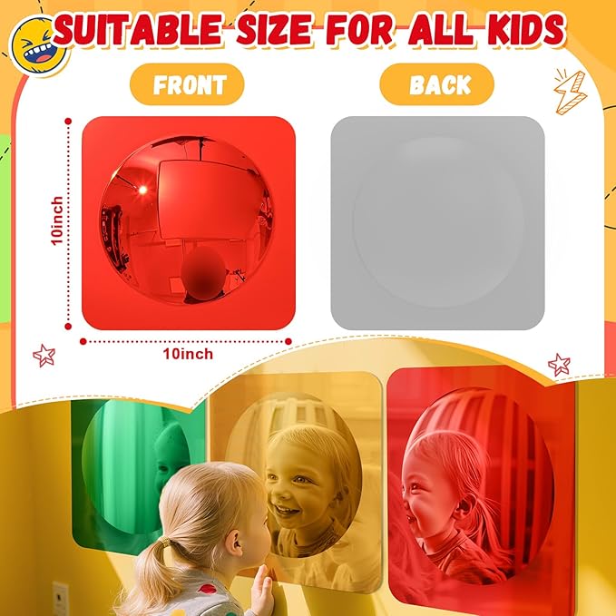 Geiserailie 3 Pcs Christmas Sensory Wall Mirror Acrylic Bubble Mirror Toys for Classroom Calming Corner Items - Sensory Room Have Visual, Tactile Stimulation (10 x 10 Inch,Red,Yellow,Green)