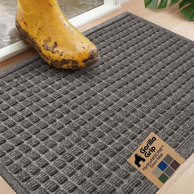 GORILLA GRIP® Ultra Absorbent Front Door Mat Outside Entrance, Traps Dirt and by Unknown
