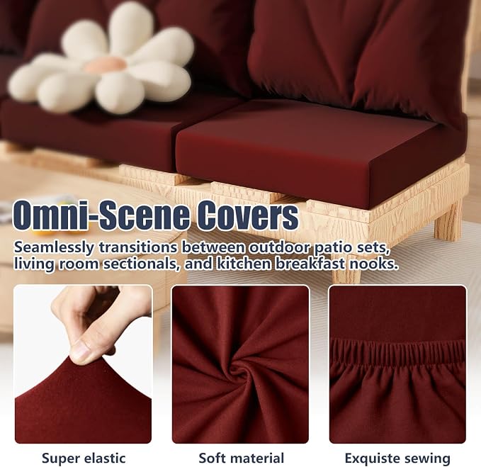 8Pcs Outdoor Cushion Covers, Stretch Patio Furniture Couch Chair Slipcovers | - Image 4