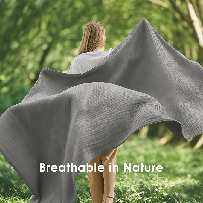 EMME Muslin Blankets for Adults Throw Blanket for Couch Breathable Gauze Soft - Image 5