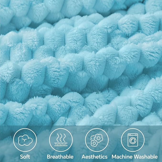 BEDELITE Light Blue Throw Blanket - Image 3