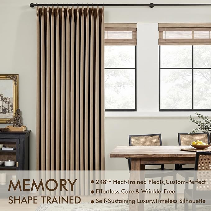MIULEE Cafe Brown Pinch Pleated 100% Blackout Linen Curtains 40x96 Inches | - Image 3
