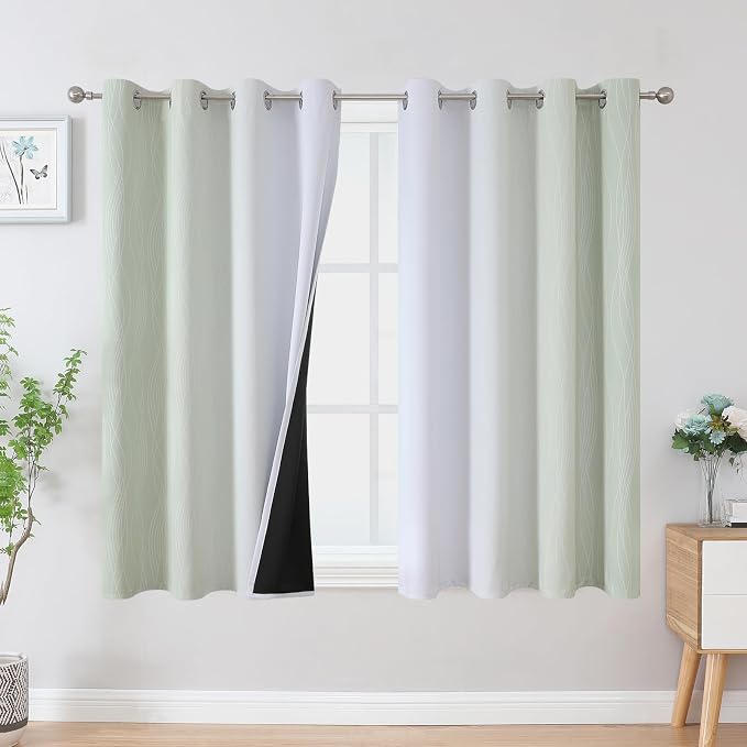 Sage Green and Greyish White Ombre Blackout Curtains by ESTELARTEXTILER