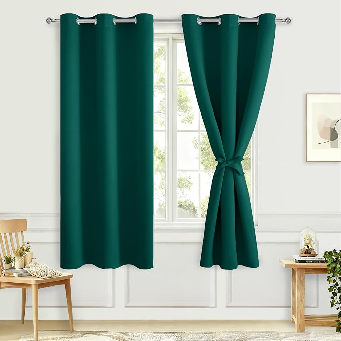 Blackout Curtains for Bedroom, Hunter Green, 42 x 72 Inch, 2 Panels | Noise by Hiasan