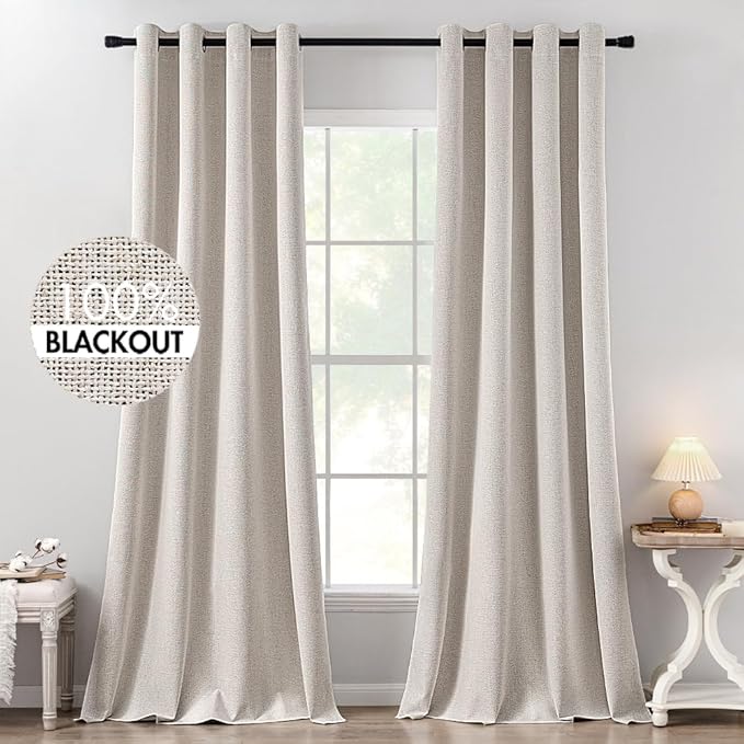 MIULEE 100% Blackout Linen Curtains by MIULEE