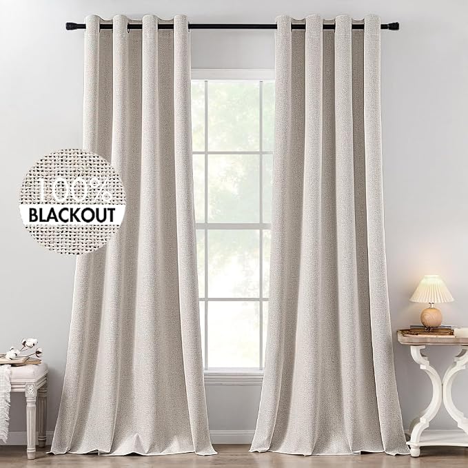 MIULEE 100% Blackout Linen Curtains by MIULEE