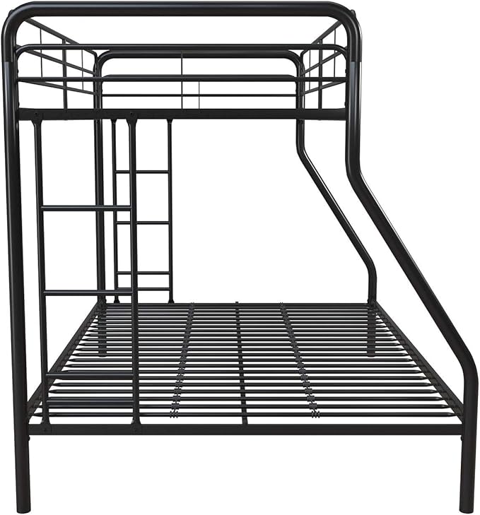 DHP Dusty Metal Bunk Bed with Secured Ladders, Twin/Full, Black