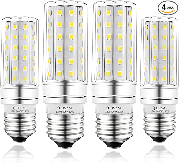 LED Light Bulb 100w Equivalent 1200 Lumen 5000K Cool Daylight White 12W Super Bright LED Bulb E26 Base Non-Dimmable Ceiling Fan Light Bulbs for Home Indoor LED Corn Light Bulb Pack of 4