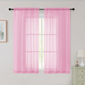 Sheer Pink Curtains for Bedroom Living Room 54 Inch Length 2 Panels Set by WelvetBLK