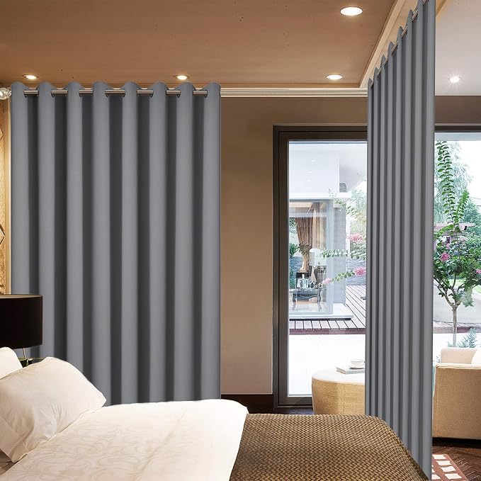 Yakamok Grey Room Darkening Curtains 96 inch Gray Sliding Door Drapes | 1 - Image 2
