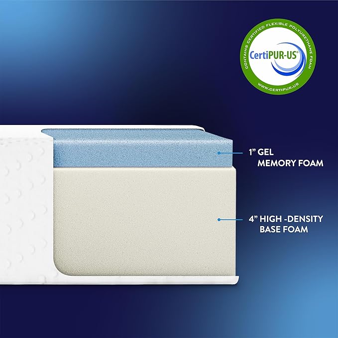 Best Price Mattress 5 Inch Twin Mattress, Cooling Gel Memory Foam Mattress for Kids and Adults, Medium Firm Mattress, Bed-in-A-Box, White