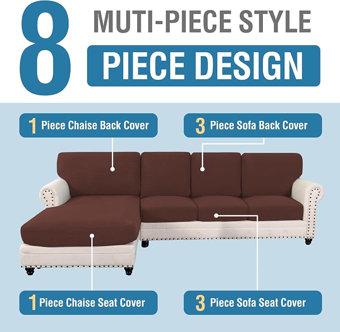 H.VERSAILTEX Sectional Couch Covers 4 Pieces Sofa Seat Cushion Covers L Shape - Image 2
