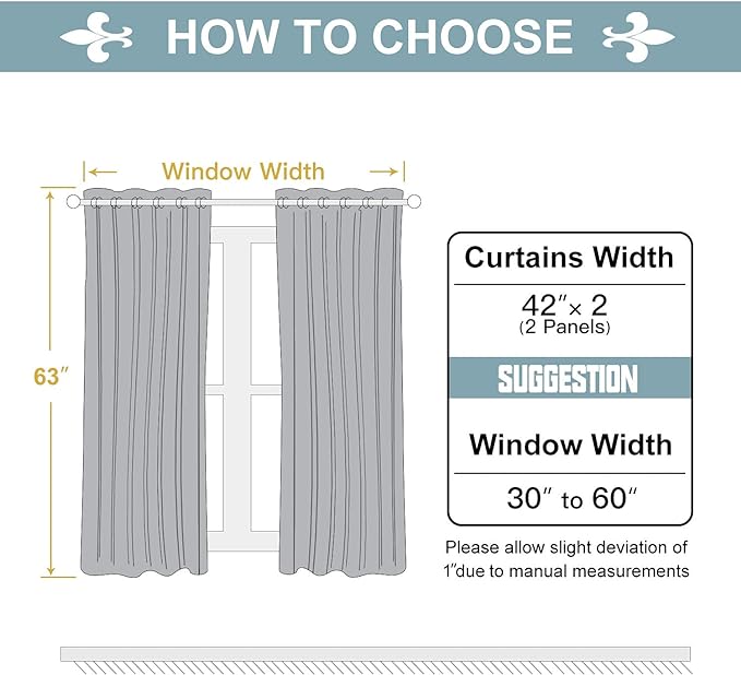 ChrisDowa Blackout Curtains for Bedroom and Living Room 63 Inches Long | 2 - Image 5