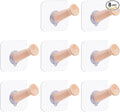 FOTYRIG Extra Long Adhesive Hat Hooks 10lb: No Drill Adhesive Hangers-Clear Wooden Mushroom Head, Holds Cowboy Fedora Baseball Caps Beret-8 Packs