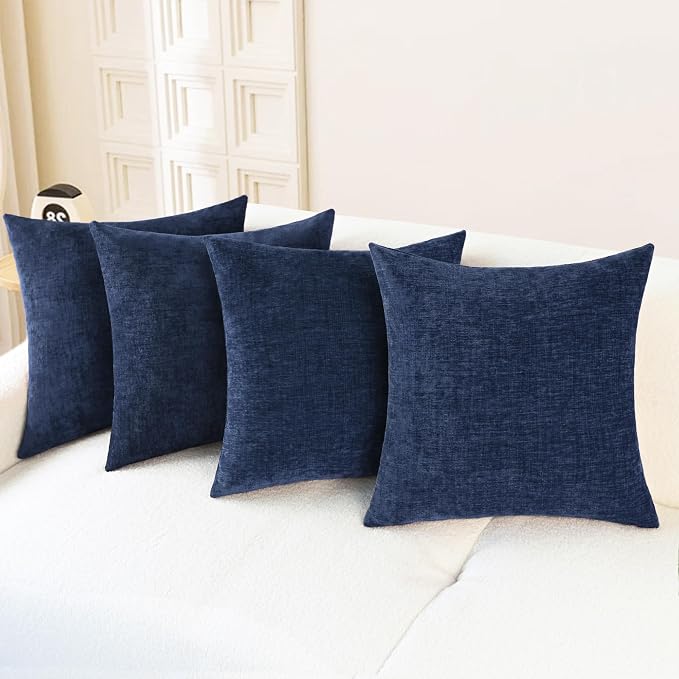 CaliTime Decorative Couch Throw Pillow Covers 18 X 18 Inches Navy Blue | Pack by CaliTime