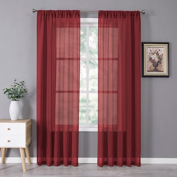 Tollpiz Sheer Curtains Linen Textured Bedroom Curtain Sheers Light Filtering by Tollpiz