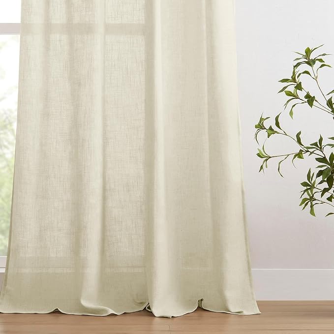 Joydeco Linen Curtains 108 Inch Length 2 Panels Set, Light Filtering Curtains - Image 4