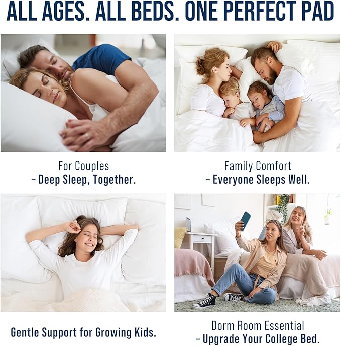 OLANLY Twin XL Quilted Fitted Mattress Pad – Soft Pillow Top Mattress Topper, Down Alternative Fill, Cooling Comfort Breathable Mattress Cover, Machine Washable Deep Pocket Mattress Protector, White