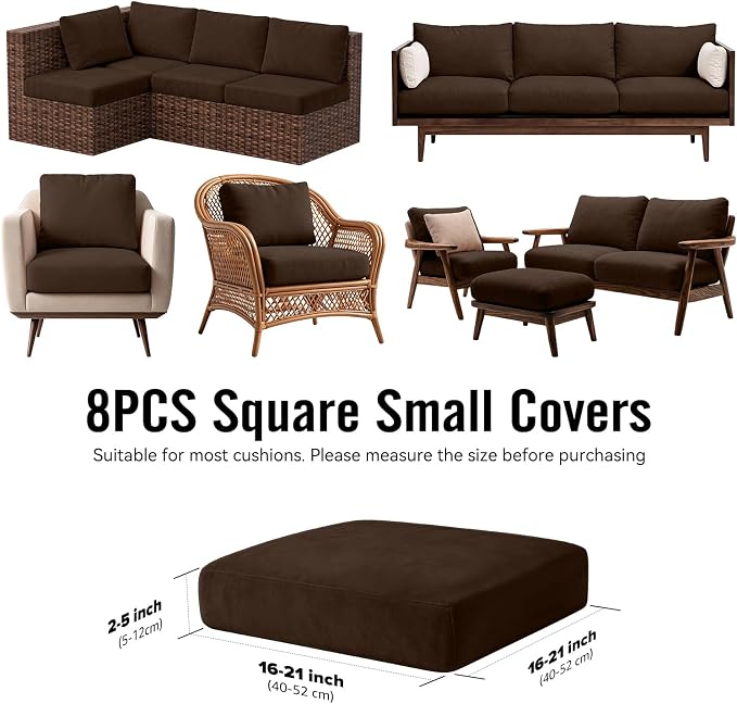 8Pcs Outdoor Cushion Covers, Stretch Patio Furniture Couch Chair Slipcovers | - Image 2