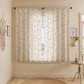 Floral Embroidered Light Filtering Curtains 63 Inch 2 Panels | Linen Blend by Unknown