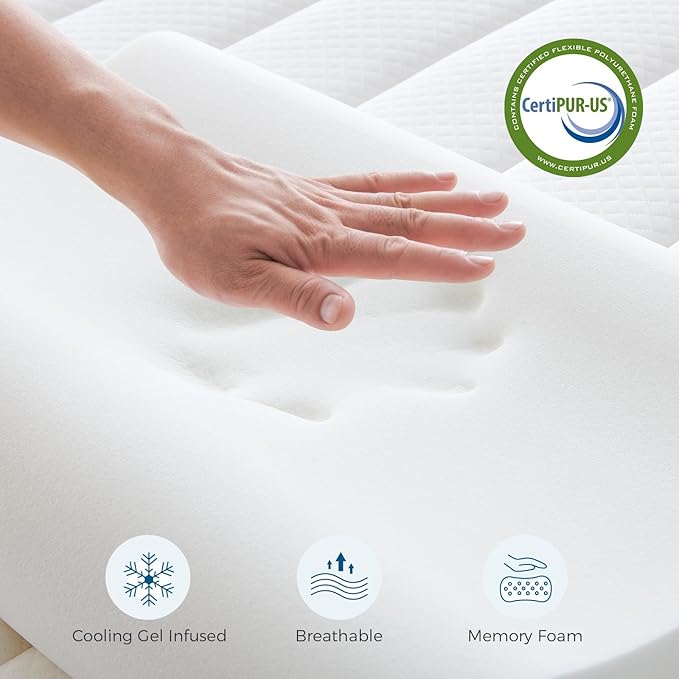 Inofia 12 Inch Twin Mattress with Memory Foam Cervical Neck Pillow Included, Medium Firm Feels, Low Motion Transfer, Full Body Support and Release for All Sleeper