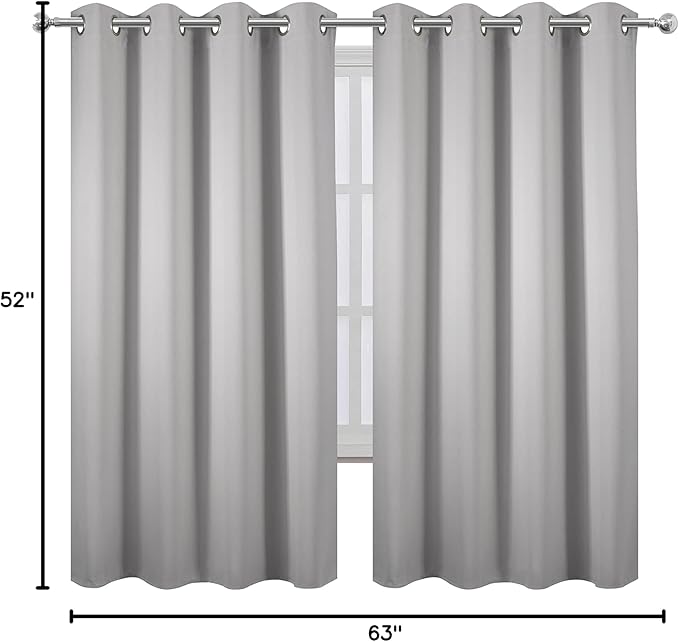 Light Grey Blackout Curtains 52 x 63 Inch Length/Set of 2 Curtain - Image 7