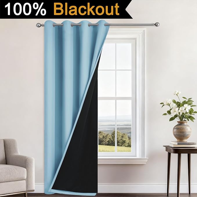 Yakamok Sky Blue 100% Blackout Curtains 84 Inches Long 52" Wide 1 Panel | - Image 2