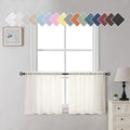 Aiyufneg Ivory Sheer Valance for Window Curtains 24 Inch Length, Light Filtering Kitchen Valances, Small Voile Sheer Curtains for Living Room/Bathroom/Basement, Dual Rod Pocket, 2PCS, 40W x 24L Inch