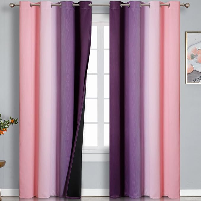 Pink and Purple Ombre Blackout Curtains - Image 2