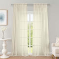 Extra Long Cream Sheer Curtains 96 Inches Long 2 Panels Set, Soft Lightweight by OWENIE
