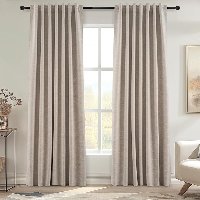 Extra Long Linen Blackout Curtains 132 Inches Long by Topfinel