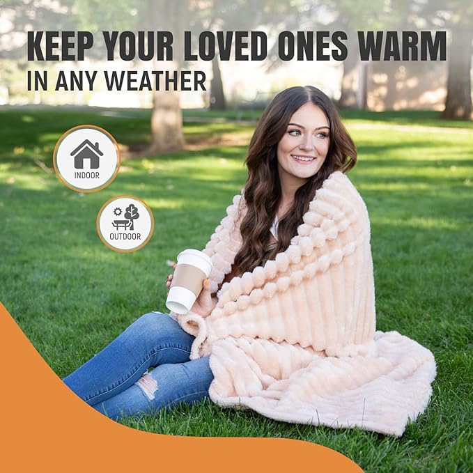 GO Premium Plush Soft Throw Blanket for Couch - Beige Fleece Blanket for Living Room, Bedroom, Home Decor - Small Couch Blanket for Men, Women (50x60 Inches)
