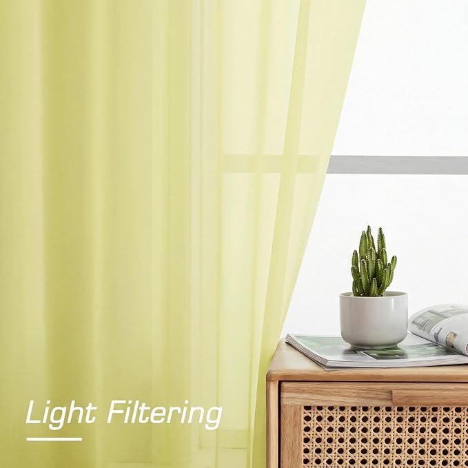 Sheer Curtains 72 Inches Long 2 Panels Set, Modern Light Filtering Sheer - Image 2
